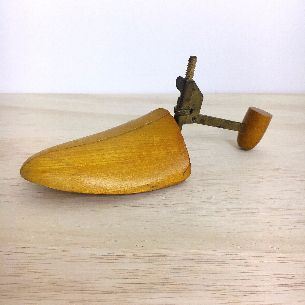 Wood and brass vintage shoe stretcher